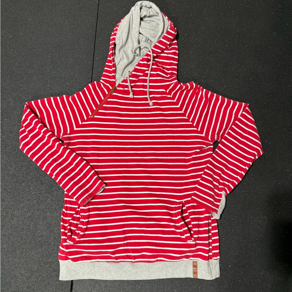 Ampersand Avenue DoubleHood Sweatshirt – Red & White Striped (Women’s XXL)